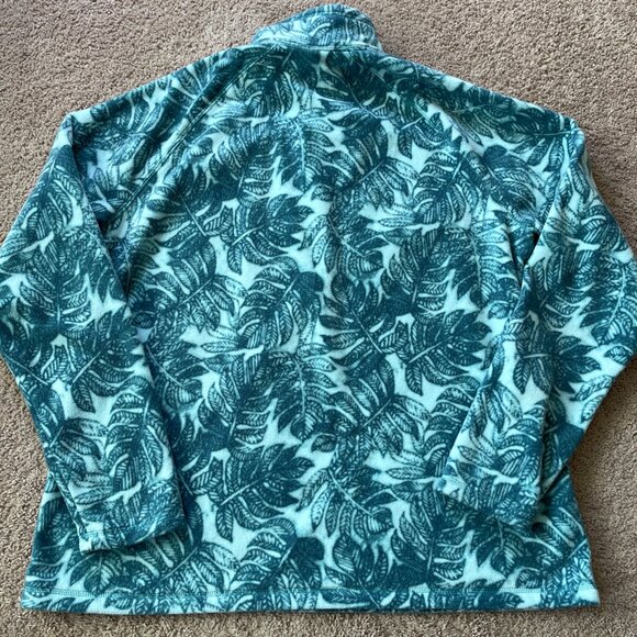 Eddie Bauer Jacket Womens XL Teal Blue Monstera Tropical 1/4 Zip Hiking Layer - Picture 9 of 9